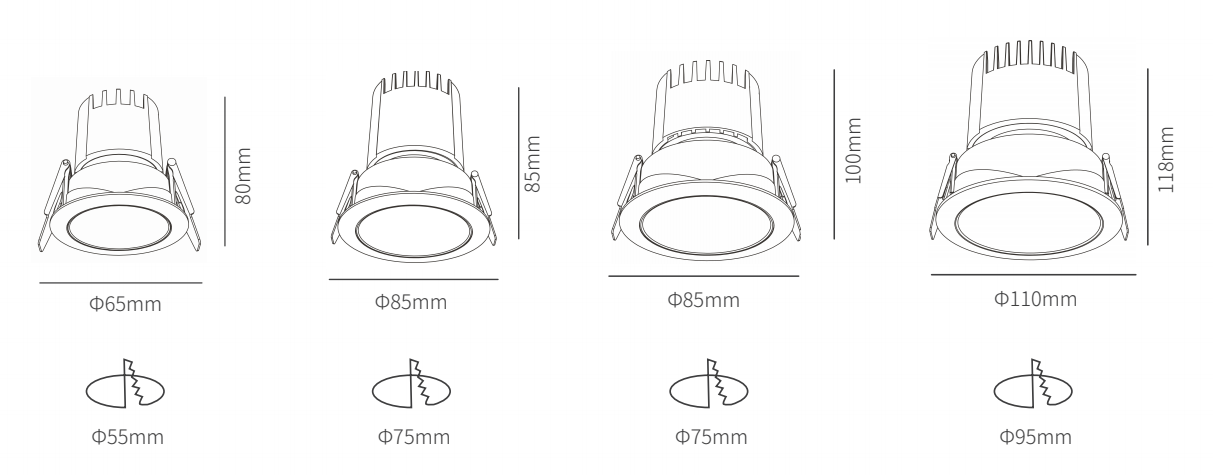 卡姿三代射灯-尺寸