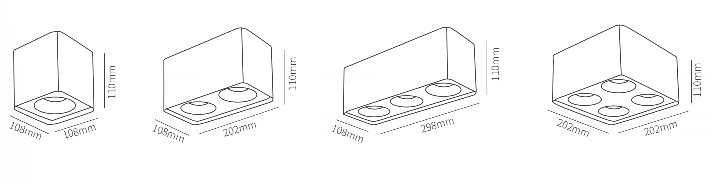 卡资二代方形明装射灯-尺寸1
